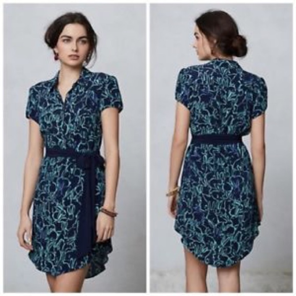 Anthropologie Maeve Bunny print shirt dress